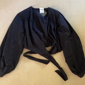 NWT Free People Black Wrap Top